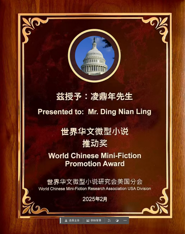 美国微型小说分会给凌鼎年颁发推动奖-华闻时空