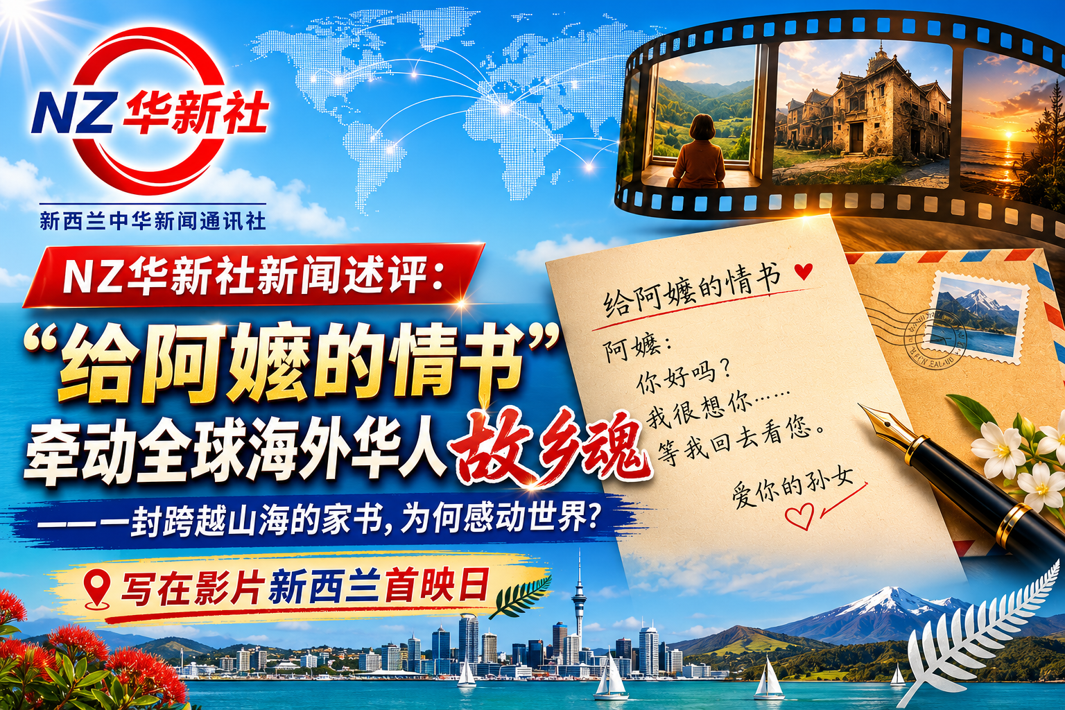 NZ华新社记者述评:《“给阿嬷的情书”牵动全球海外华人故乡魂》——一封跨越山海的家书,为何感动世界?写在影片新西兰首映日-华闻时空