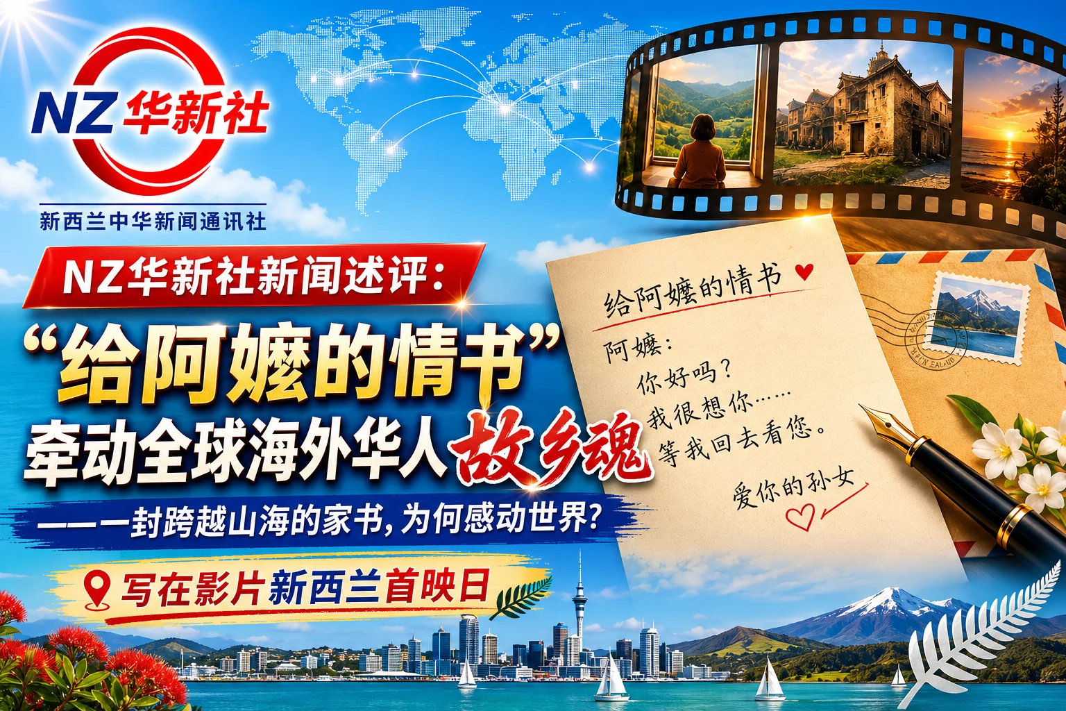 图片[1]-NZ华新社记者述评：《“给阿嬷的情书”牵动全球海外华人故乡魂》——一封跨越山海的家书，为何感动世界？写在影片新西兰首映日-华闻时空