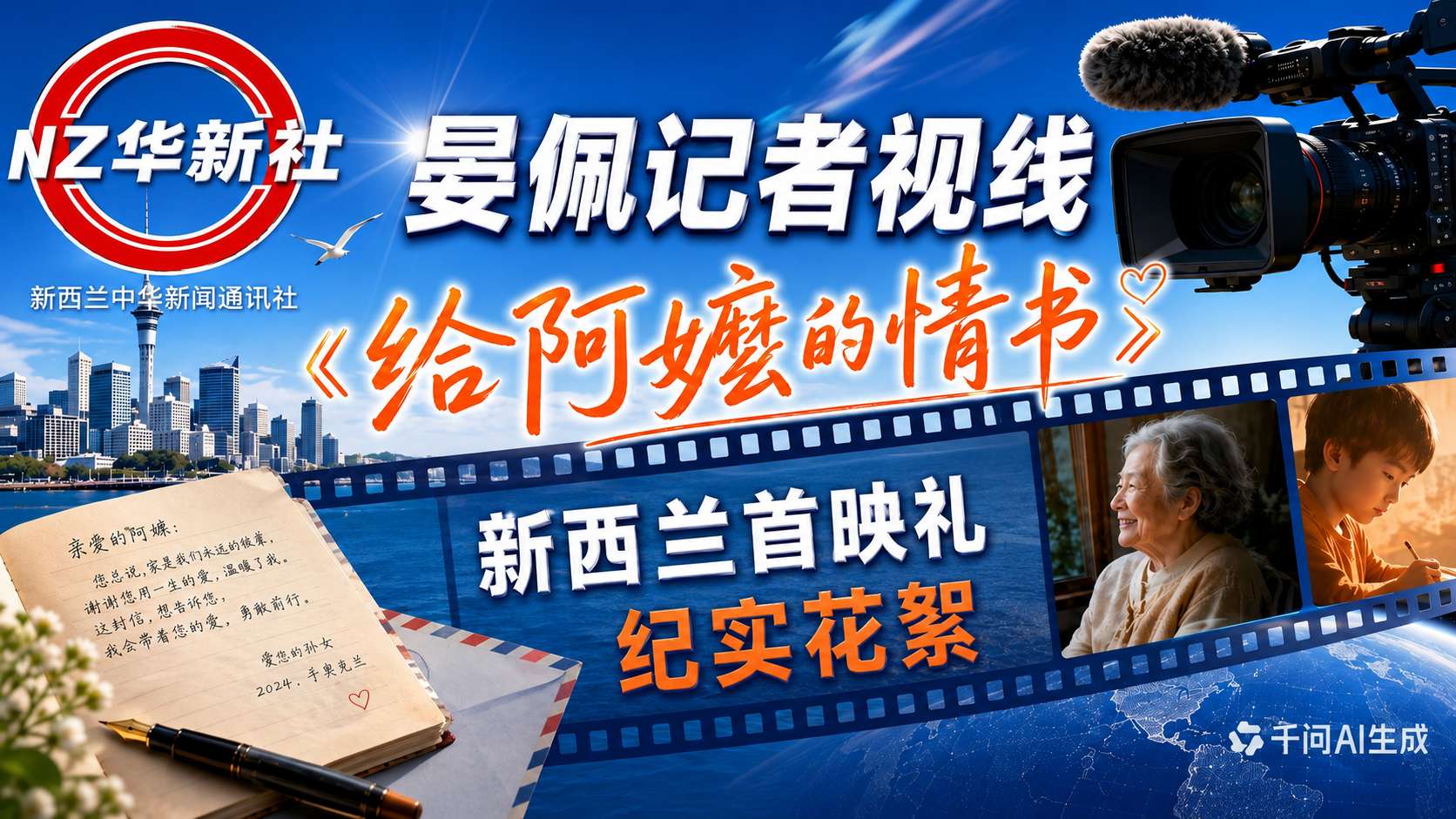 NZ华新社记者/电影《给阿嫲的情书》新西兰首映礼记实视频报道-华闻时空