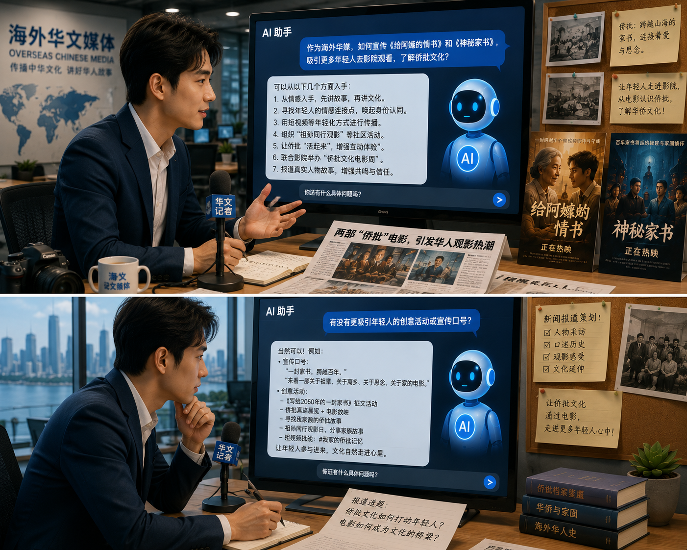 《美中時報》記者就兩部“僑批”電影對話AI-华闻时空