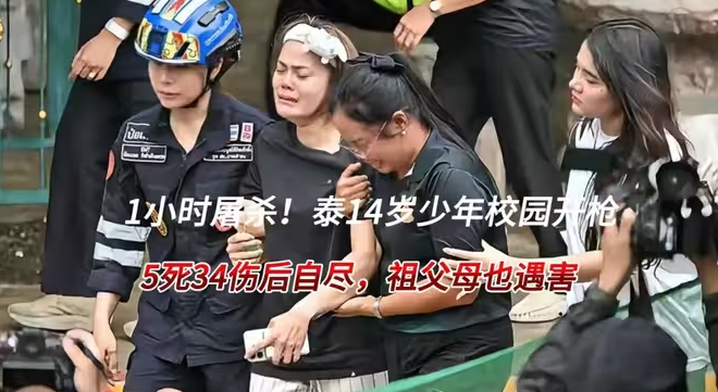 泰国14岁少年手持真理进校园1小时无差别屠杀，5死34伤后自尽-华闻时空