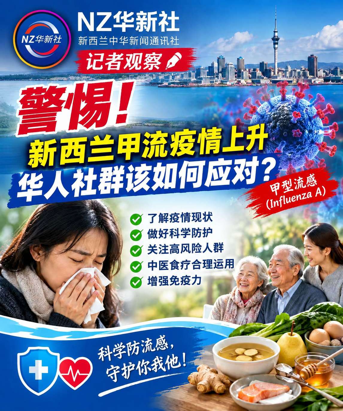 NZ华新社记者观察:警惕!新西兰甲流疫情上升——华人社群如何应对防预?-华闻时空