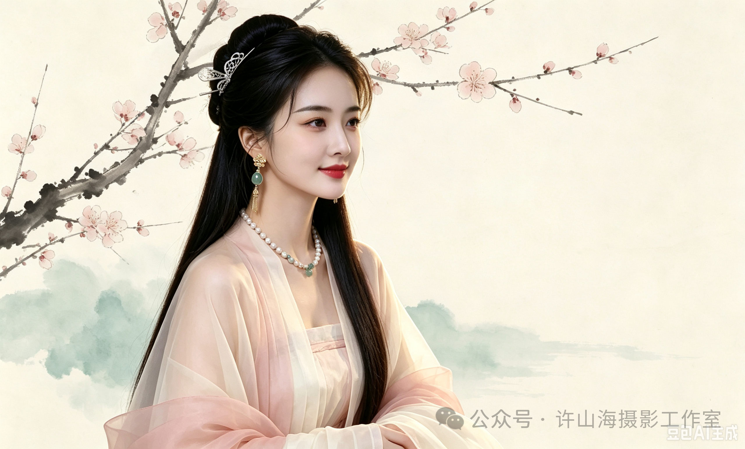 [配图散文]墨韵梅影 水墨人像之一-华闻时空